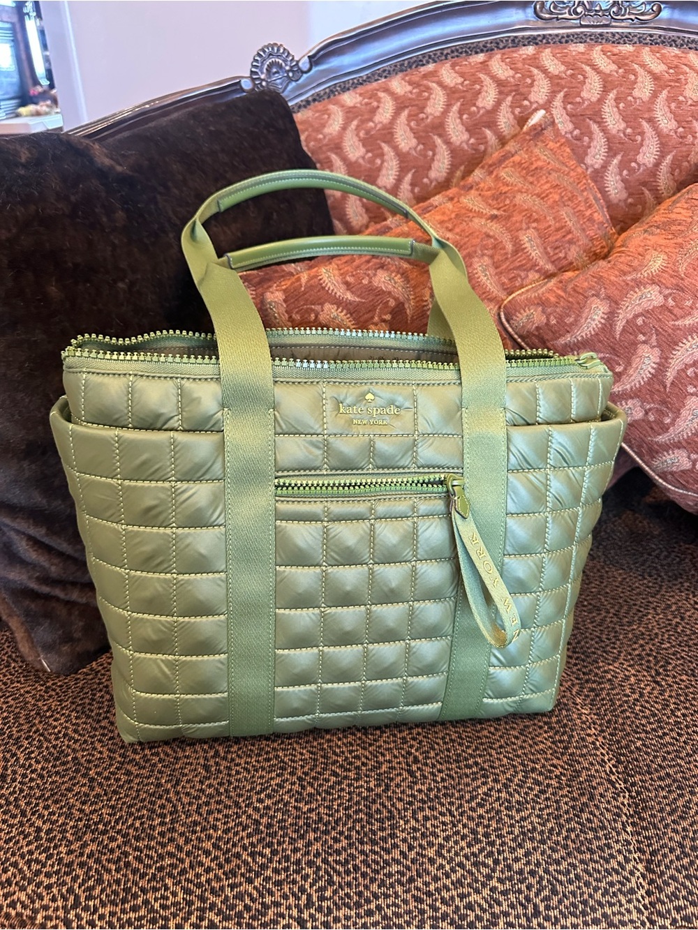 NWT Kate Spade Camden Tote in Kelp Forest Green Gorgeous Quilted Bag - Picture 6 of 16